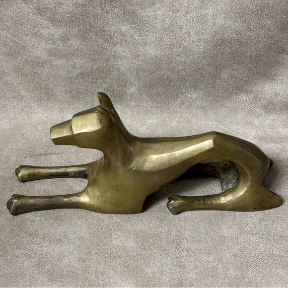 Brass Modernist Art Greyhound Dog Figurine Statue - Picture 2 of 7